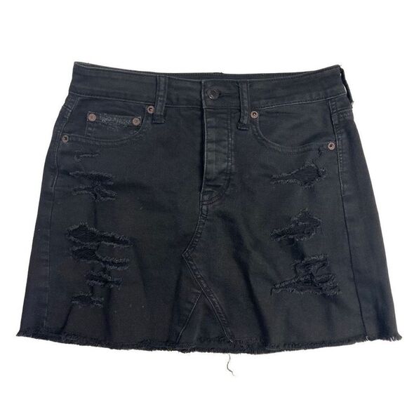 AMERICAN EAGLE‎ OUTFITTERS Women’s Miniskirt Black Stretch Size 2 - Picture 1 of 9